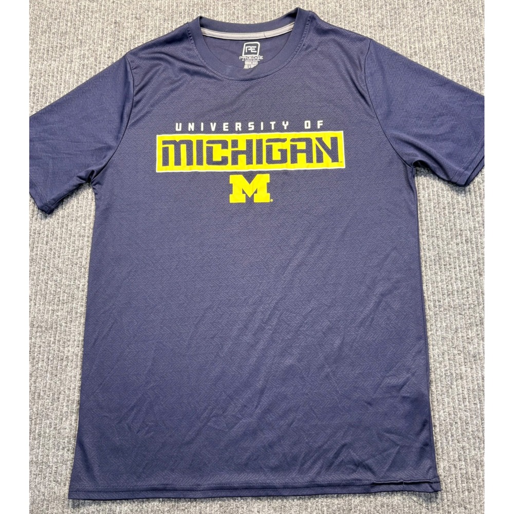 ProEdge University of Michigan Wolverines Performance T-Shirt Mens Medium Navy